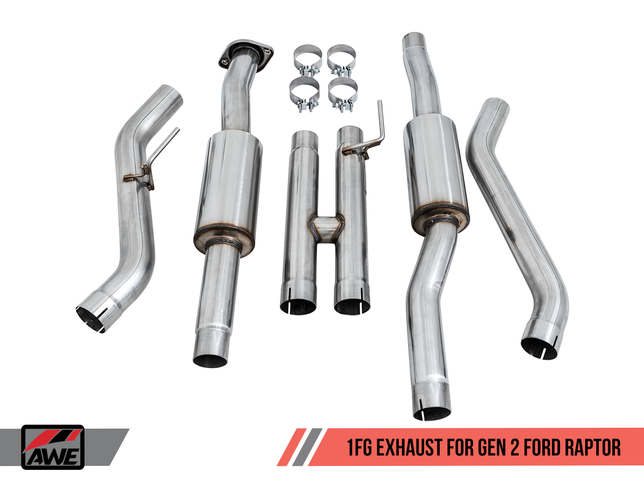 AWE 1 FG Exhaust for Gen 2 Ford Raptor (Resonated Peformance H Pipe)