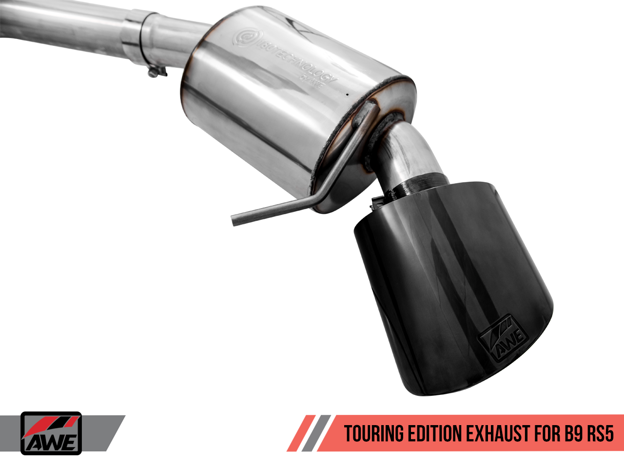 AWE Touring Edition Exhaust for Audi B9 RS 5 - Resonated for Performance Catalysts - Diamond Black RS-style Tips