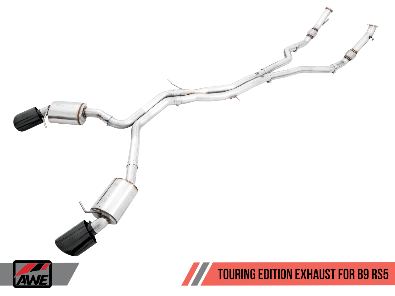 AWE Touring Edition Exhaust for Audi B9 RS 5 Coupe - Non-Resonated - Diamond Black RS-style Tips