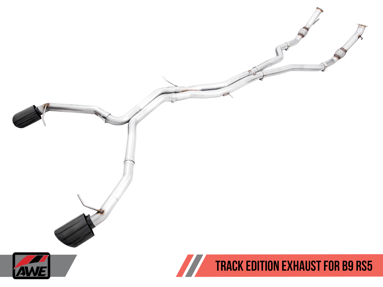 AWE Track Edition Exhaust for Audi B9 RS 5 Coupe - Non-Resonated - Diamond Black RS-style Tips