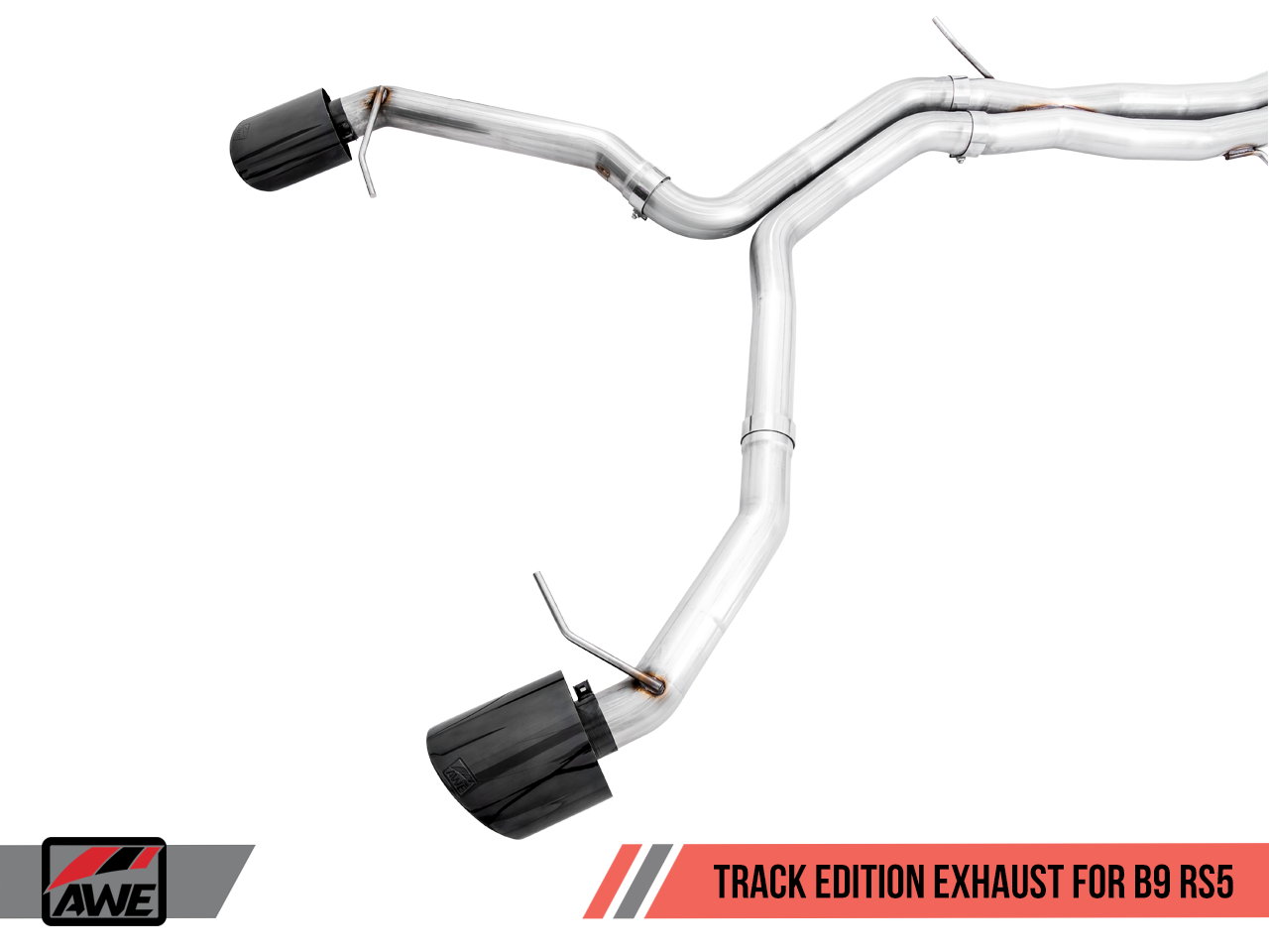 AWE Track Edition Exhaust for Audi B9 RS 5 - Resonated for Performance Catalysts - Diamond Black RS-style Tips