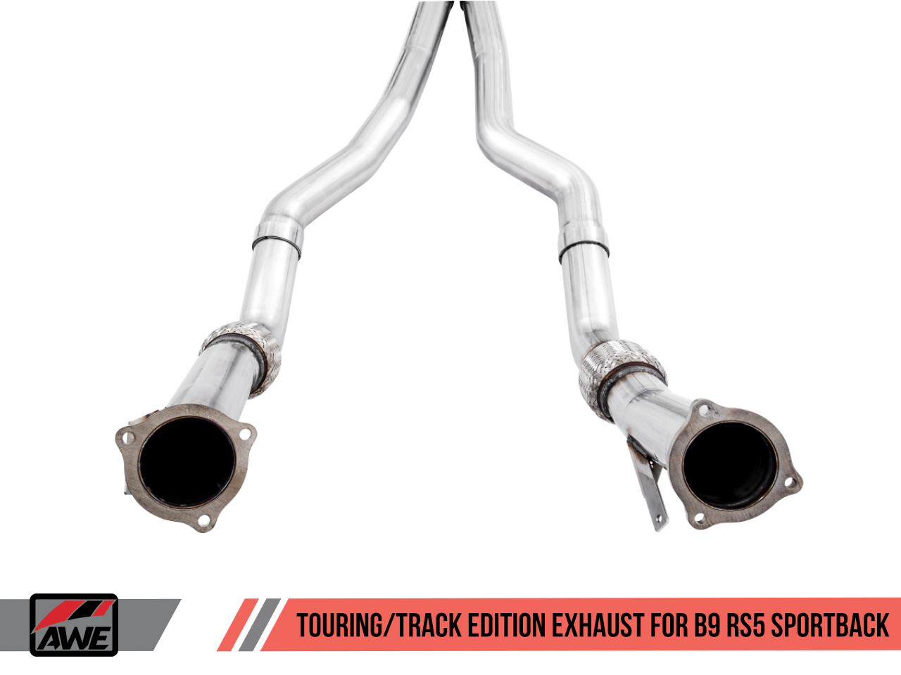 AWE Touring Edition Exhaust for Audi B9 RS 5 Sportback - Resonated for Performance Catalysts - Diamond Black RS-style Tips