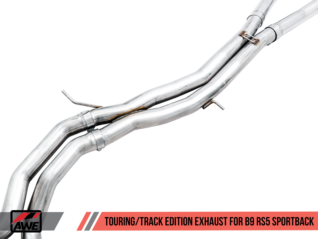 AWE Track Edition Exhaust for Audi B9 RS 5 Sportback - Resonated for Performance Catalysts - Diamond Black RS-style Tips