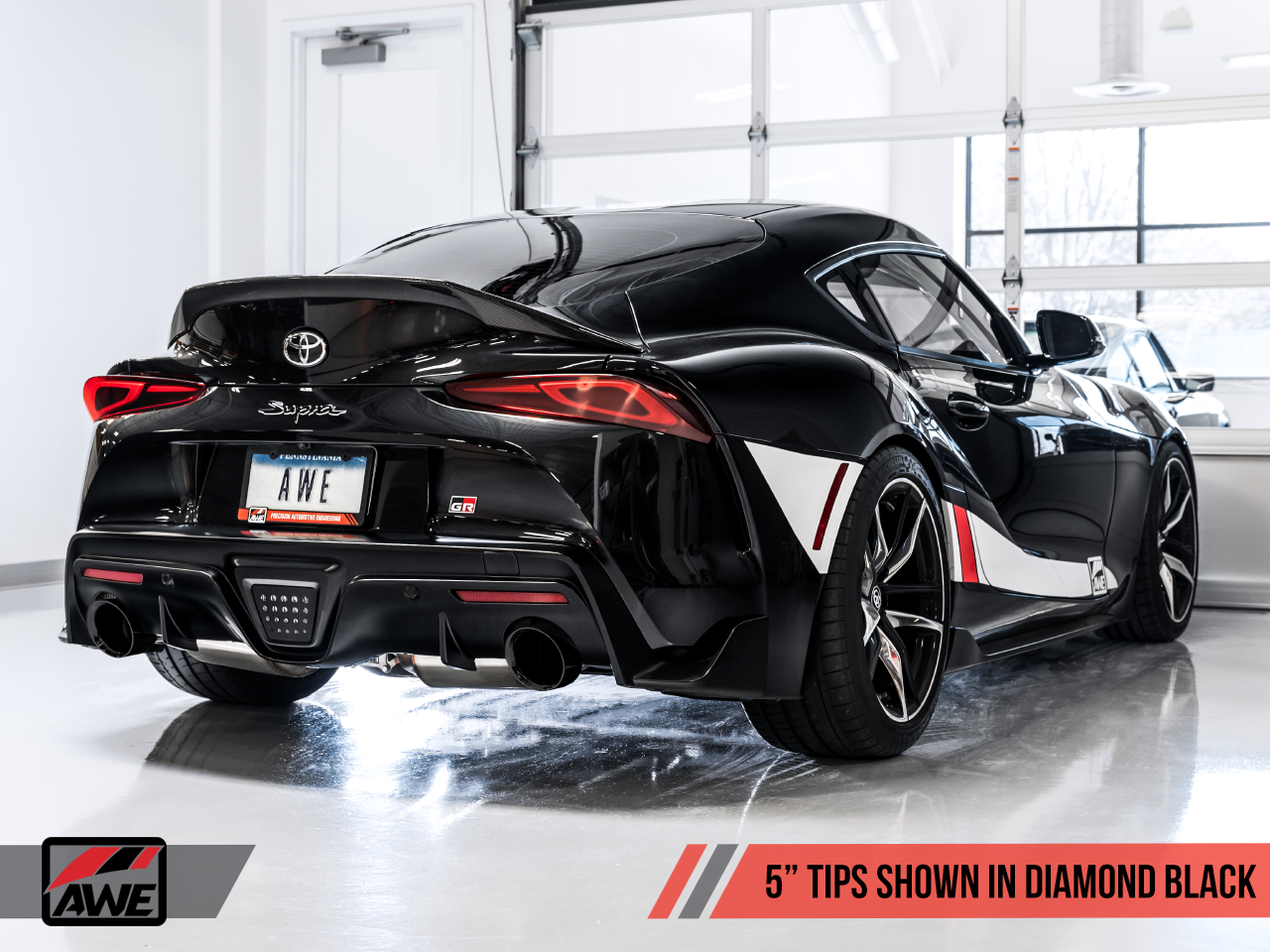 AWE Non-Resonated Touring Edition Exhaust for A90 Supra - 5" Diamond Black Tips