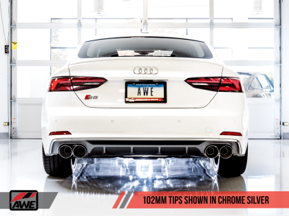 AWE Touring Edition Exhaust for Audi B9 S5 Sportback - Non-Resonated - Chrome Silver 102mm Tips