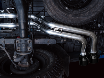 AWE 0FG Exhaust with BashGuard for 3rd Gen Tacoma - Dual Diamond Black Tips