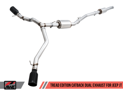 AWE Tread Edition Catback Dual Exhaust for Jeep JT 3.6L - Diamond Black Tips