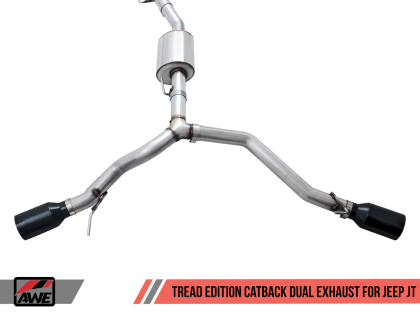 AWE Tread Edition Catback Dual Exhaust for Jeep JT 3.6L - Diamond Black Tips