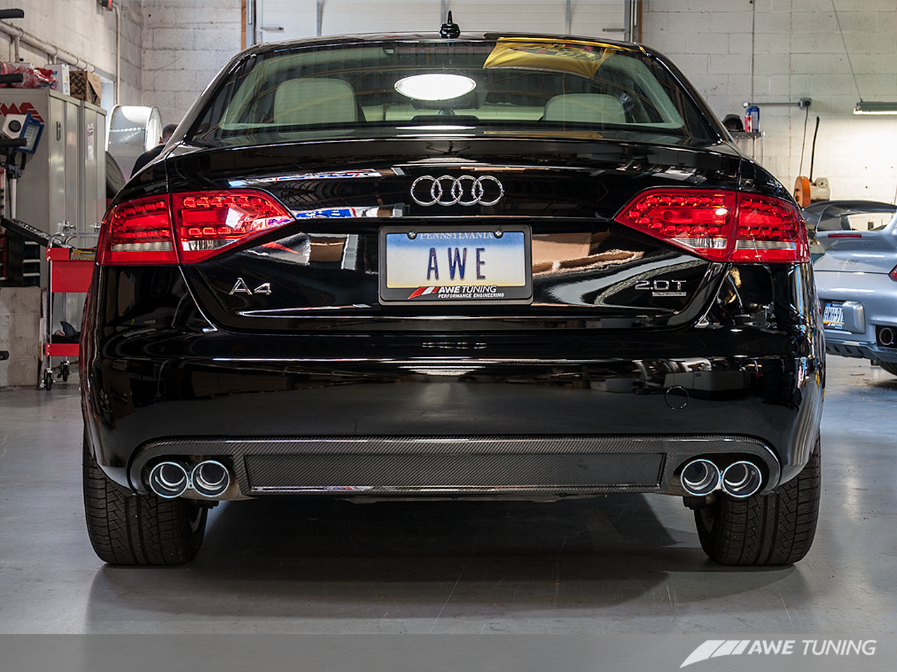 AWE Touring Edition Exhaust for B8 A4 2.0T - Quad Tip, Polished Silver Tips