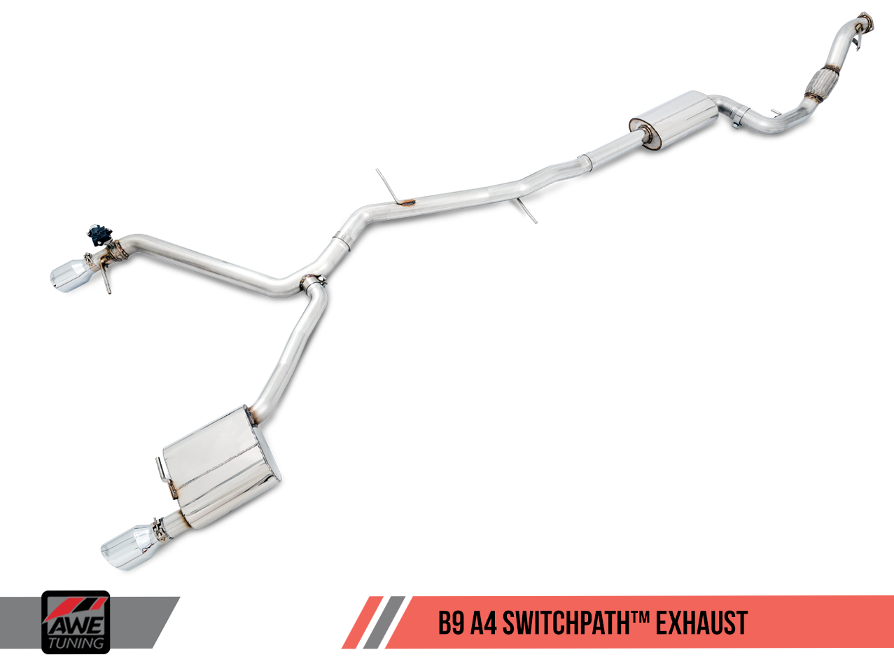 AWE SwitchPath™ Exhaust for B9 A4, Dual Outlet - Chrome Silver Tips (includes DP and SwitchPath Remote)