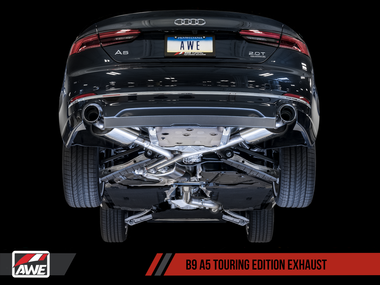 AWE Touring Edition Exhaust for B9 A5, Dual Outlet - Chrome Silver Tips (includes DP)