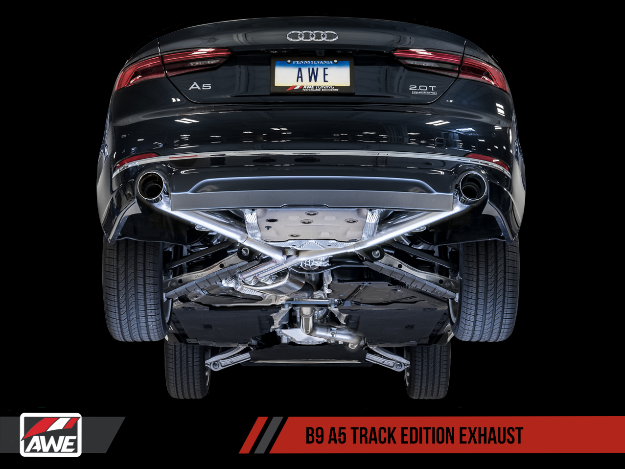 AWE Track Edition Exhaust for B9 A5, Dual Outlet - Chrome Silver Tips (includes DP)