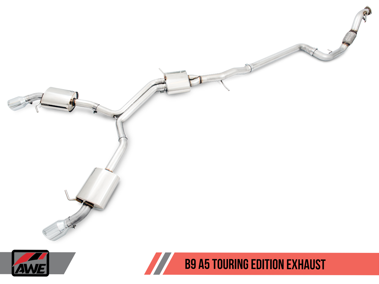 AWE Touring Edition Exhaust for B9 A5, Dual Outlet - Chrome Silver Tips (includes DP)