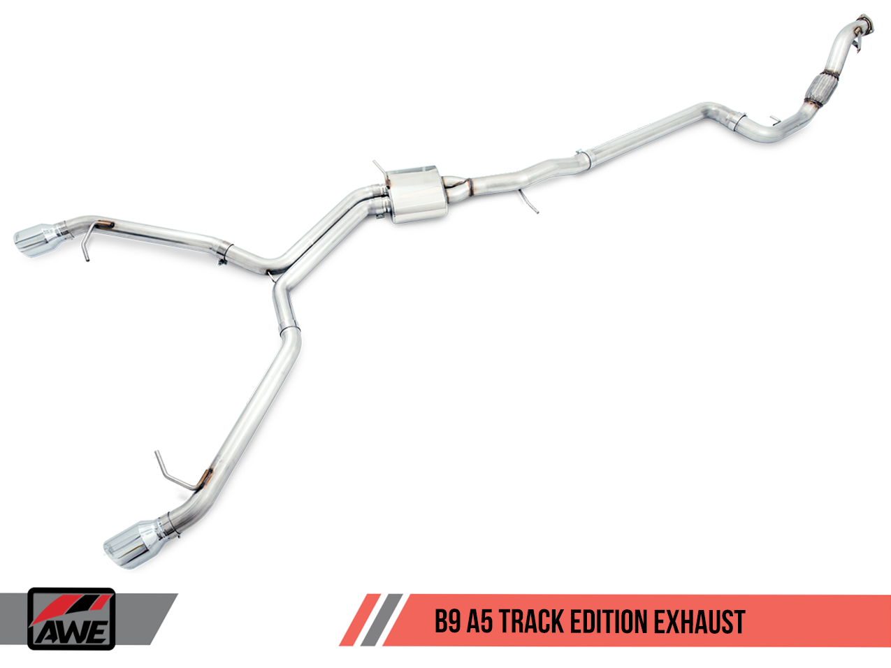 AWE Track Edition Exhaust for B9 A5, Dual Outlet - Chrome Silver Tips (includes DP)