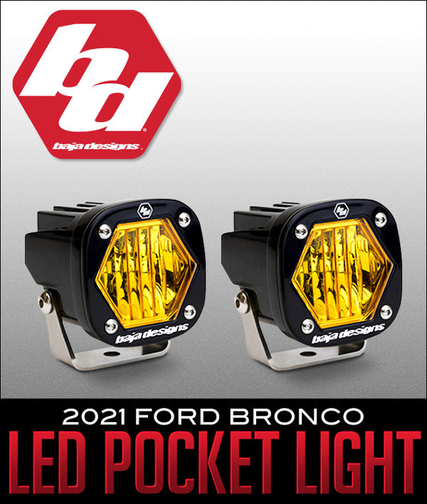 Baja Designs 21+ Ford Bronco Sport S1 WC LED Fog Pocket Light Kit - Amber