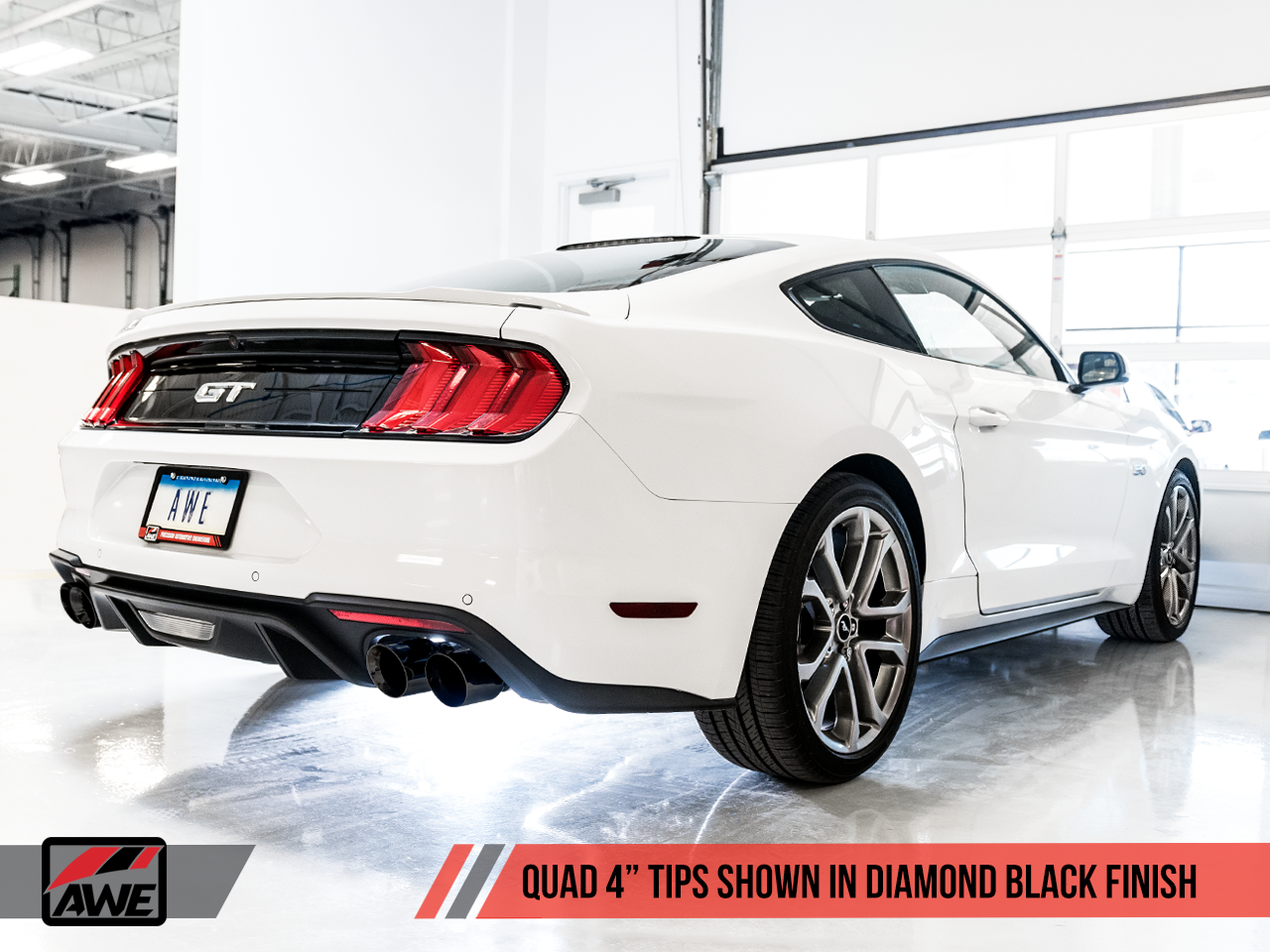 AWE Touring Edition Cat-back Exhaust for the 2018+ Mustang GT - Quad Diamond Black Tips - 0