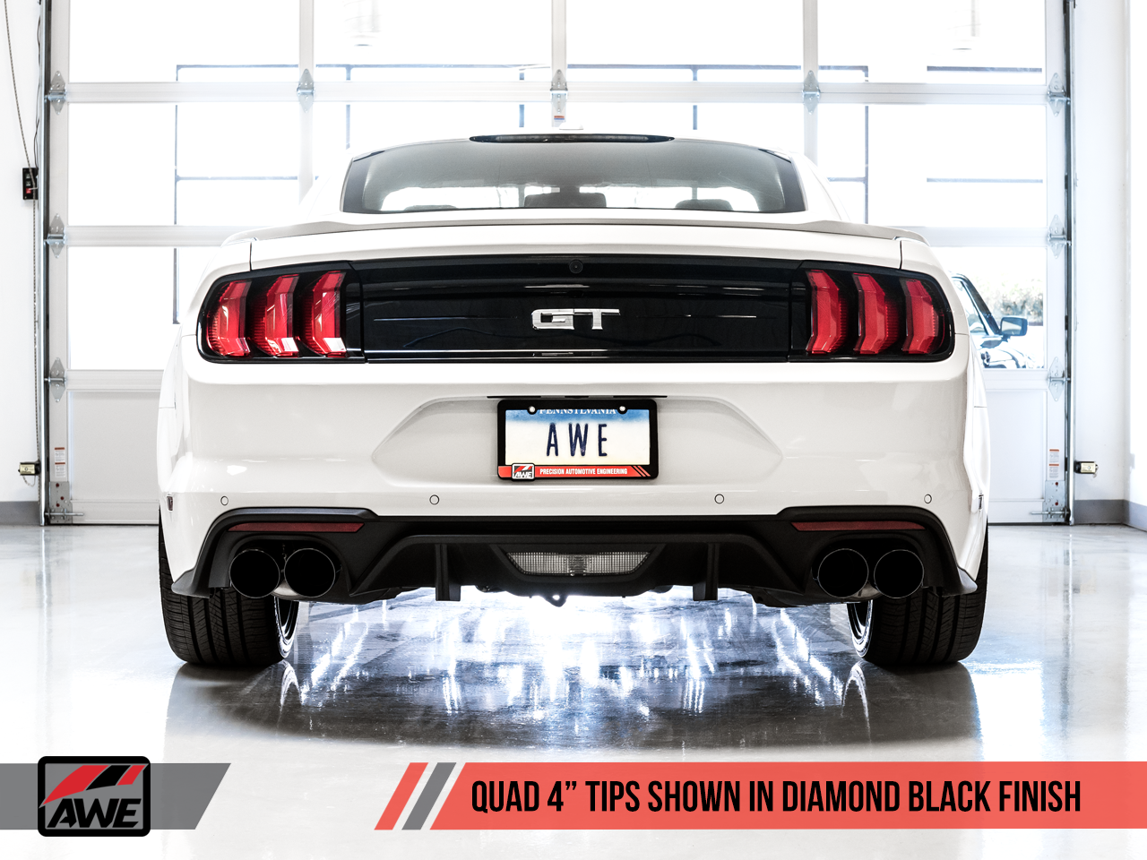 AWE Track Edition Cat-back Exhaust for the 2018+ Mustang GT - Quad Diamond Black Tips - 0