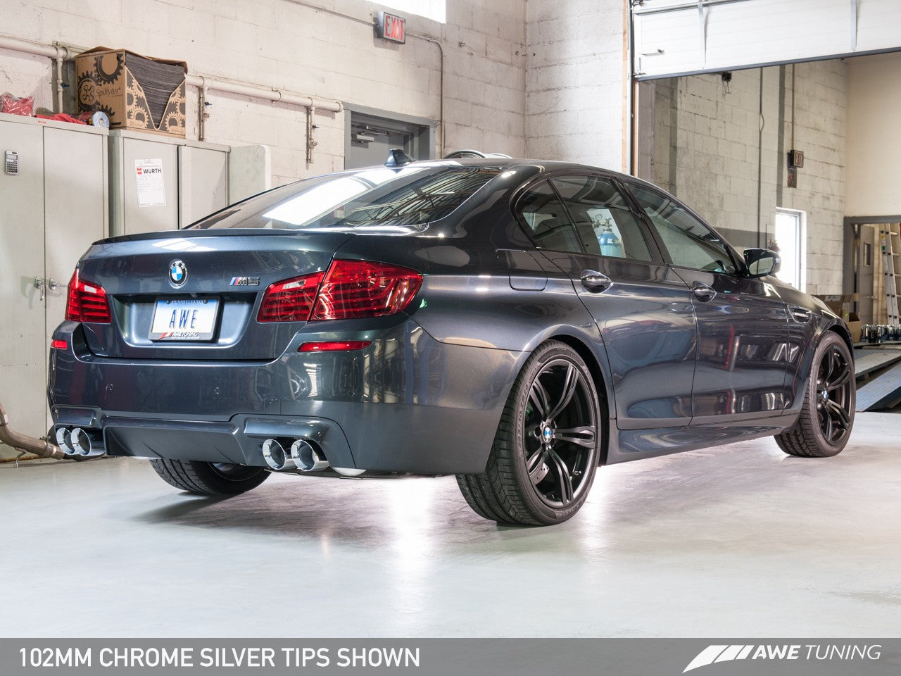 AWE Touring Edition Axle Back Exhaust for BMW F10 M5, Chrome Silver Tips