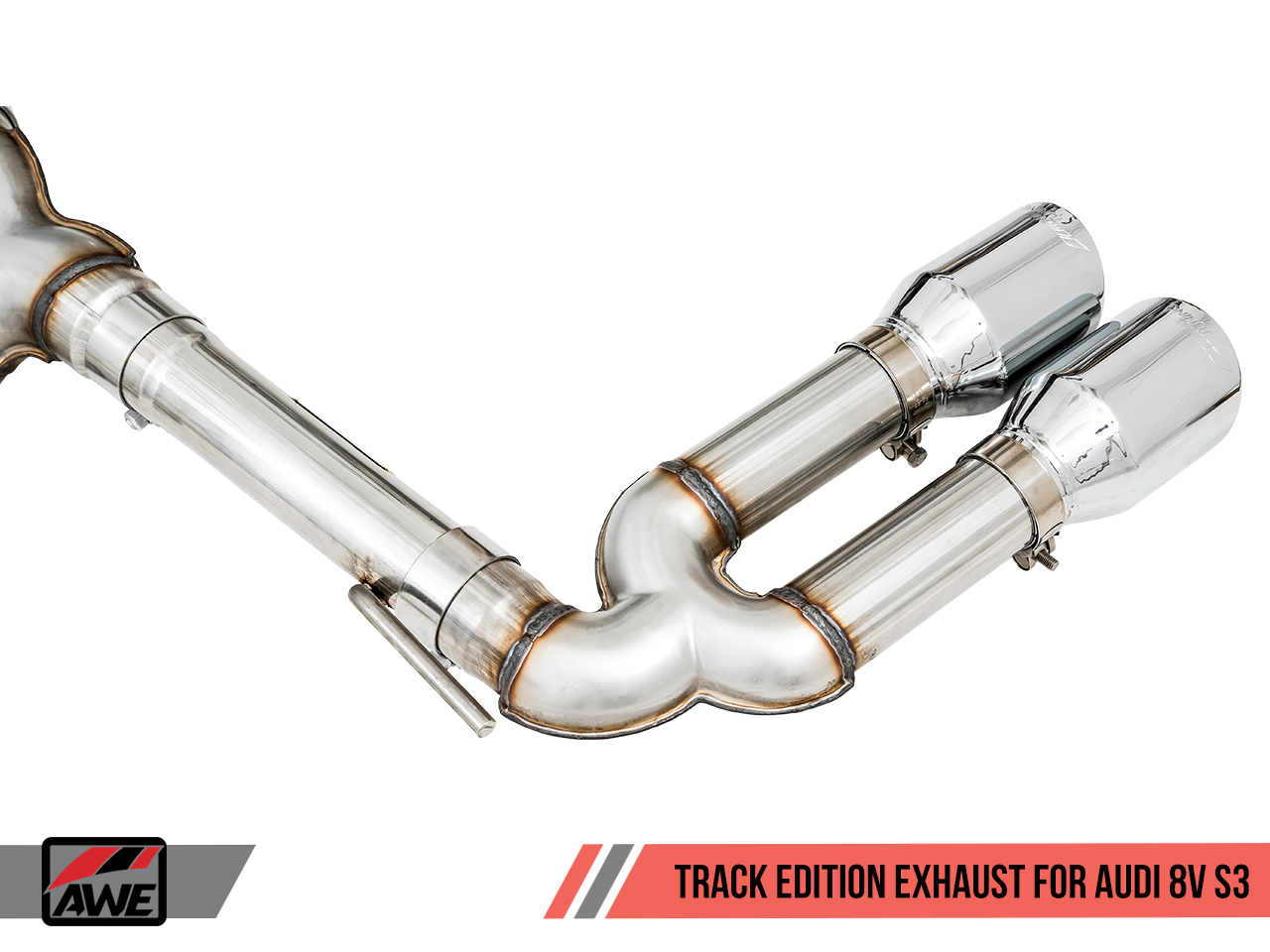 AWE Track Edition Exhaust for Audi 8V S3 - Chrome Silver Tips, 102mm