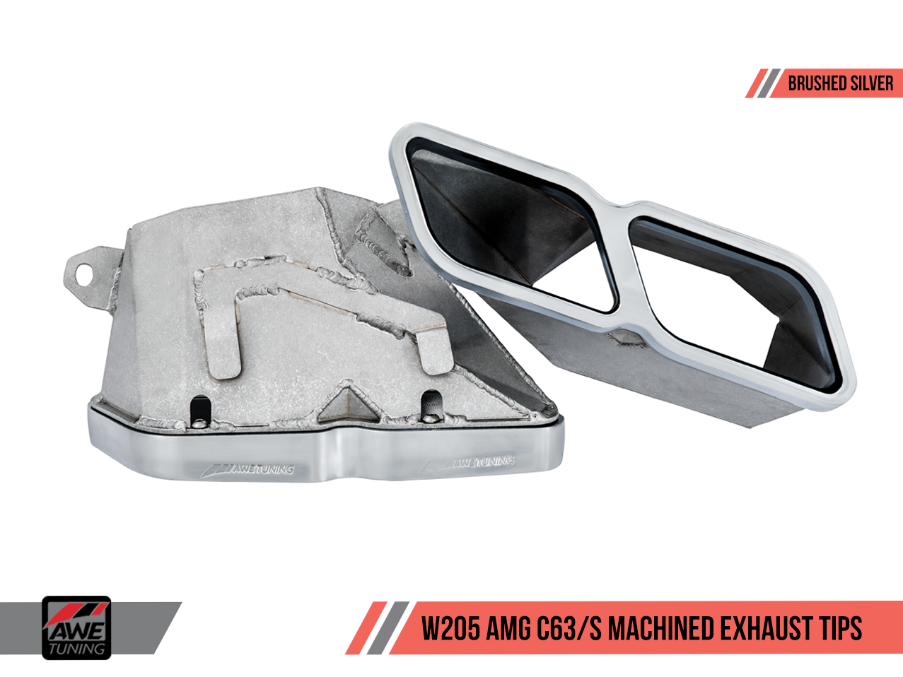 AWE Machined Exhaust Tips for Mercedes-Benz AMG C63 - Brushed Silver