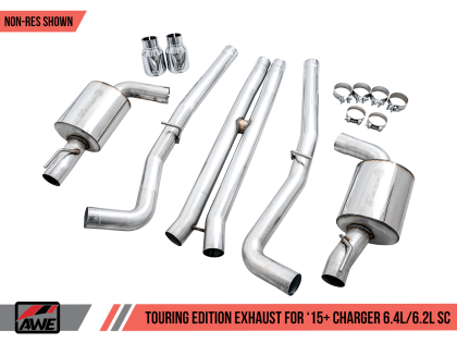 AWE Touring Edition Exhaust for 15+ Charger 6.4 / 6.2 SC - Non-Resonated - Chrome Silver Tips - 0