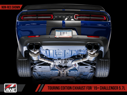 AWE Touring Edition Exhaust for 17+ Challenger 5.7 - Non-Resonated - Diamond Black Quad Tips