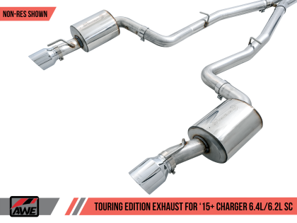 AWE Touring Edition Exhaust for 15+ Charger 6.4 / 6.2 SC - Non-Resonated - Chrome Silver Tips