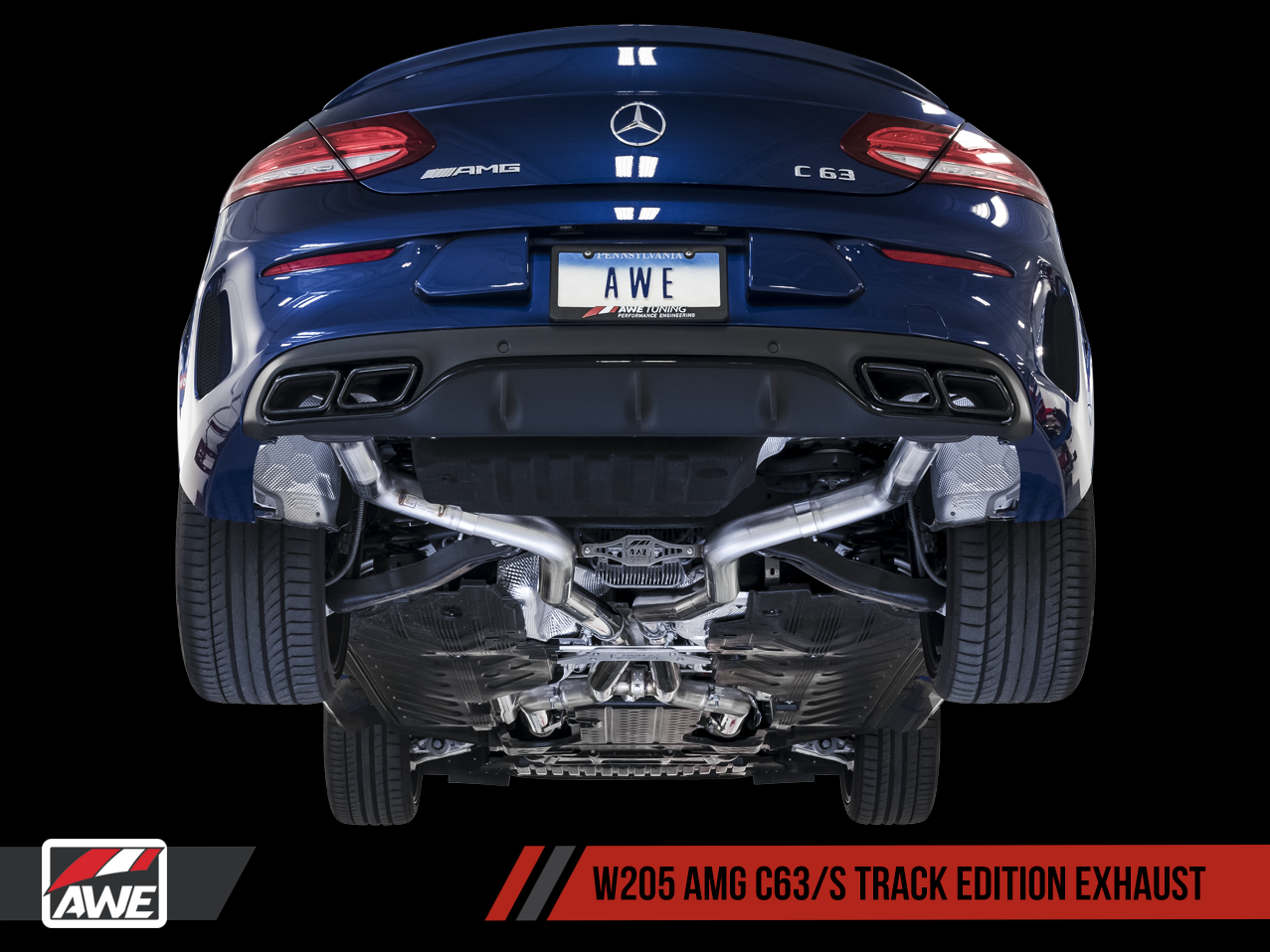 AWE Track Edition Exhaust System for Mercedes-Benz W205 AMG C63/S Sedan (no tips)