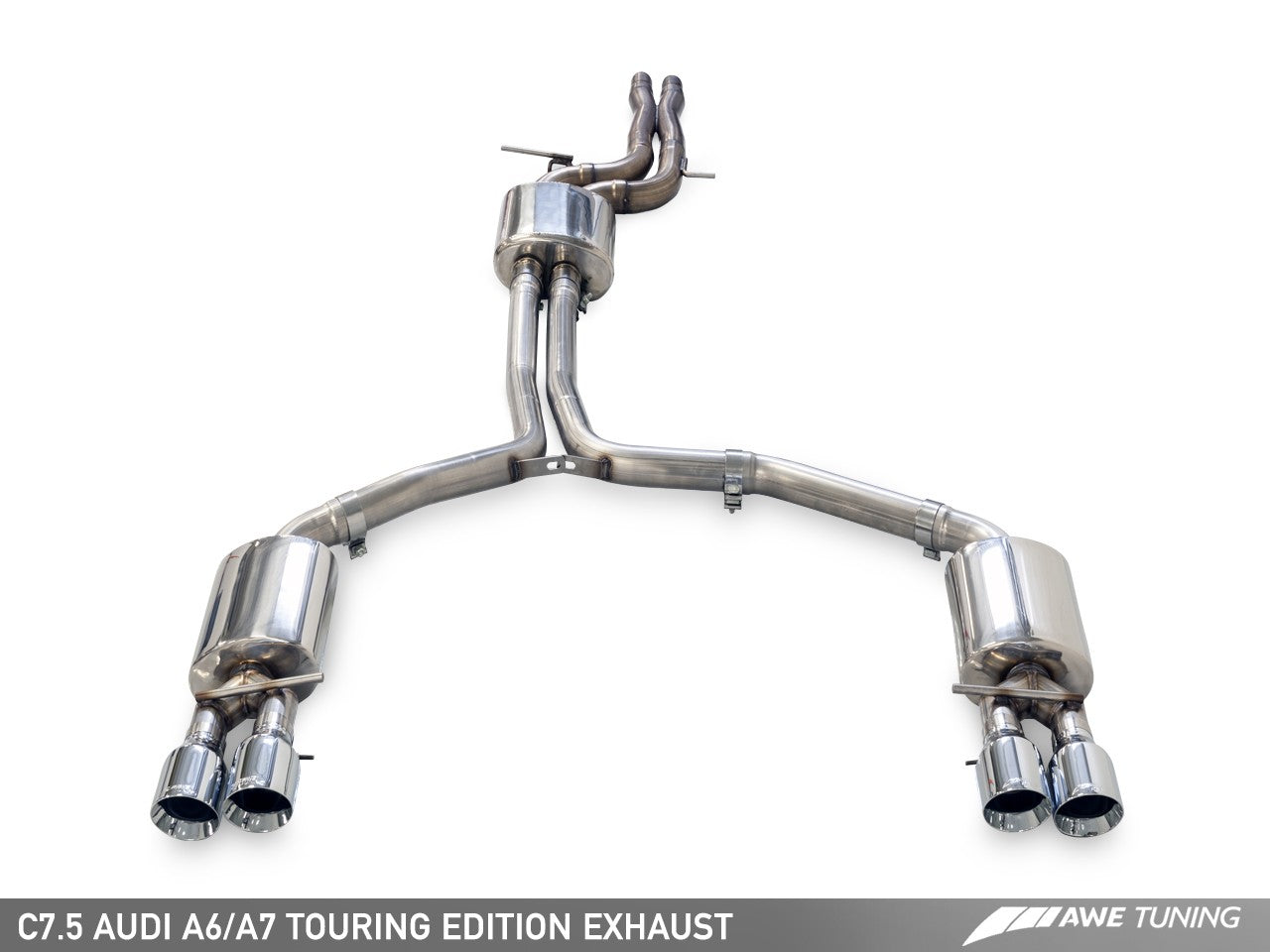 AWE Touring Edition Exhaust for Audi C7.5 A6 3.0T - Quad Outlet, Chrome Silver Tips