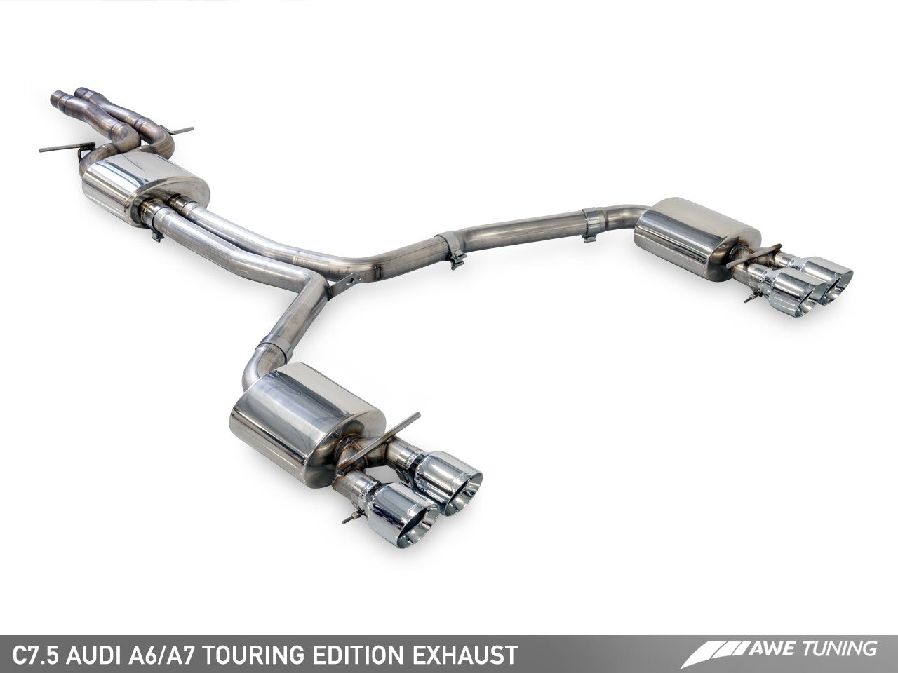 AWE Touring Edition Exhaust for Audi C7.5 A6 3.0T - Quad Outlet, Chrome Silver Tips