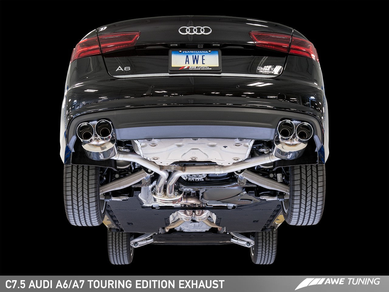 AWE Touring Edition Exhaust for Audi C7.5 A6 3.0T - Quad Outlet, Chrome Silver Tips