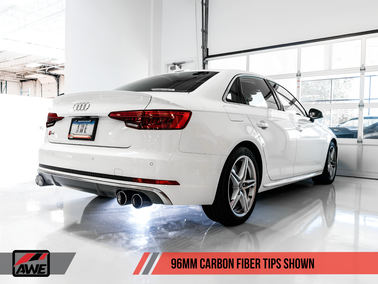 AWE Touring Edition Exhaust for B9 S4 - Resonated for Performance Catalyst - Carbon Fiber Tips