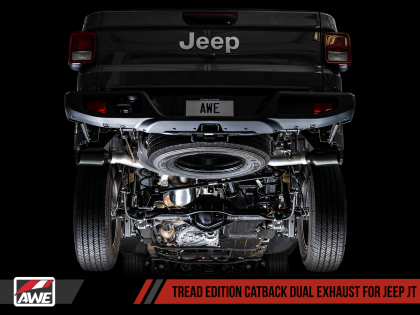 AWE Tread Edition Catback Dual Exhaust for Jeep JT 3.6L - Diamond Black Tips