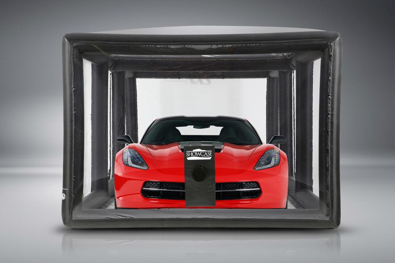 CarCapsule 20' CF1 Series Showcase includes the LED KIT, Intellicharger, Road Emblazoned Floor