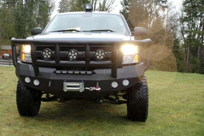 Road Armor 08-13 Chevy 1500 Stealth Front Winch Bumper w/Titan II Guard - Tex Blk