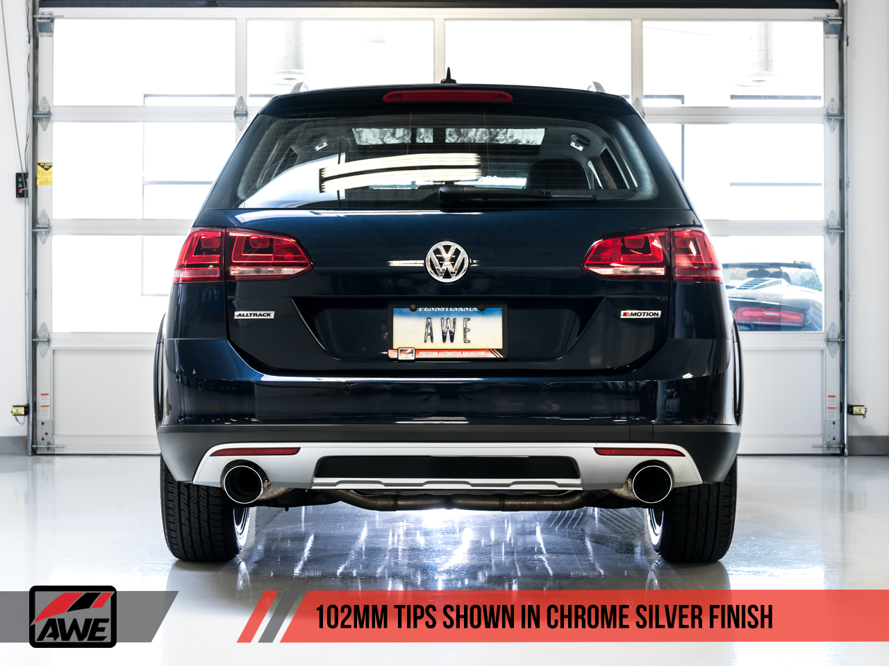 AWE Track Edition Exhaust for VW Golf Alltrack / Sportwagen 4Motion - Chrome Silver Tips