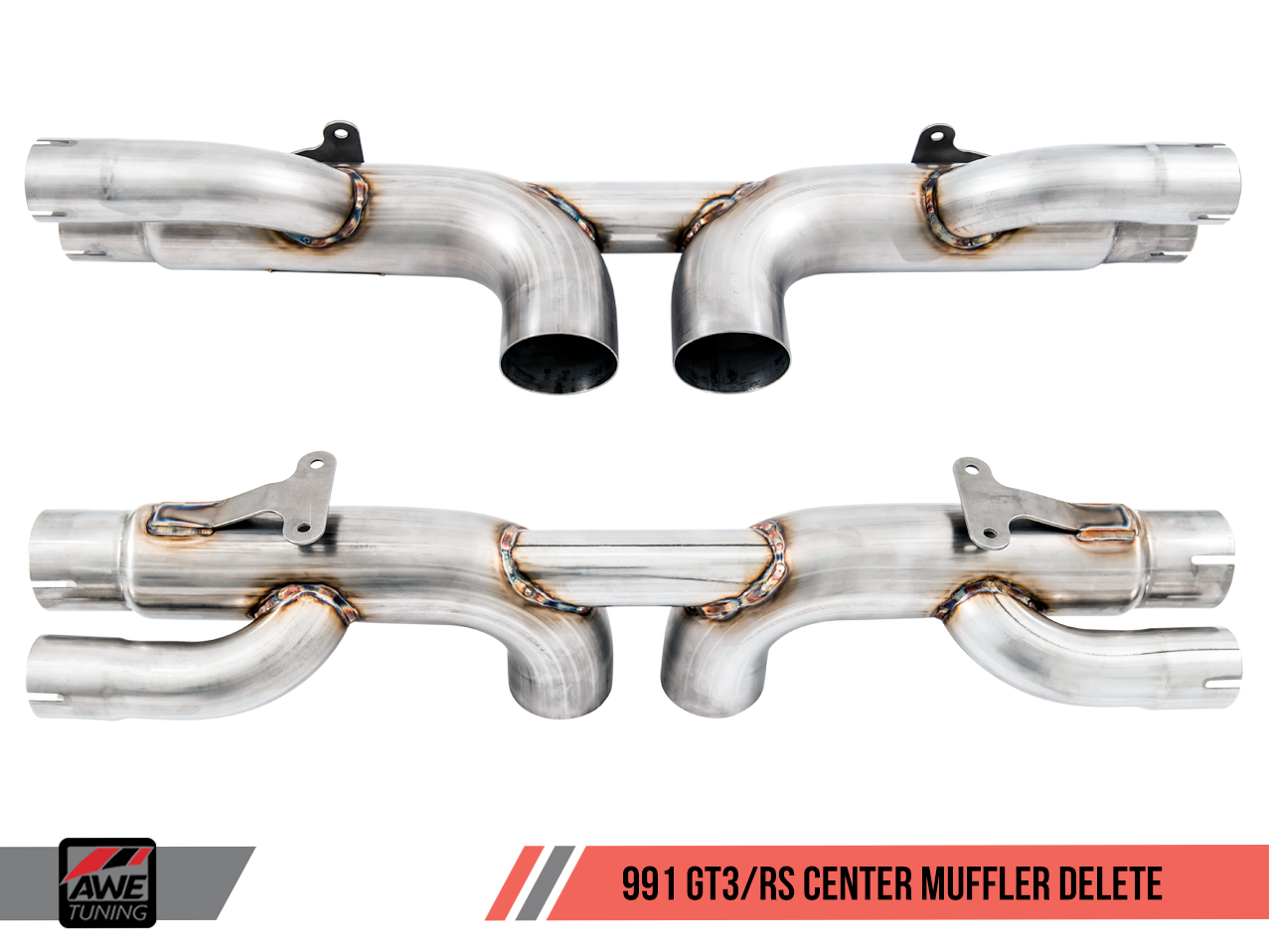 AWE Center Muffler Delete for Porsche 991.1 / 991.2 GT3 / RS - Diamond Black Tips