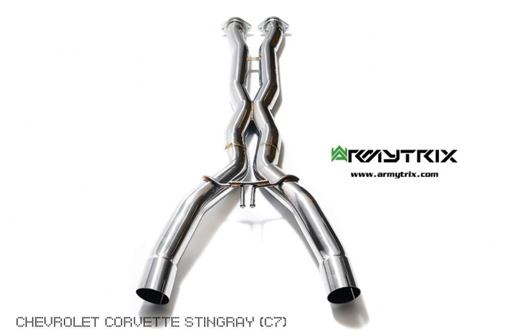 ARMYTRIX Stainless Steel Valvetronic Catback Exhaust System w/X-Pipe | Quad Matte Black Tips Chevrolet Corvette C7 2014-2019 - 0