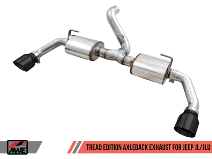 AWE Tread Edition Axleback Dual Exhaust for Jeep JL/JLU 3.6L/2.0T - Diamond Black Tips