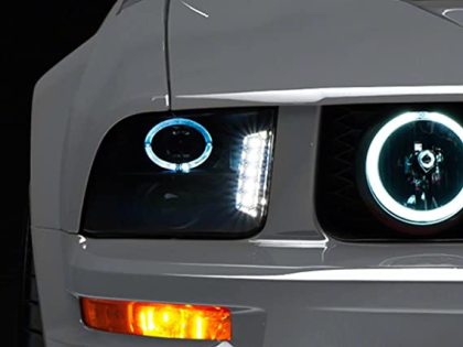 Raxiom 05-09 Ford Mustang w/ Halogen LED Halo Prjctr Headlights-Blk Hsng(Smoked Lens Exclude GT500) - 0