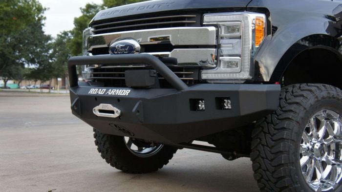 Road Armor 17-20 Ford F-250 Stealth Front Winch Bumper w/Pre-Runner Guard - Tex Blk - 0