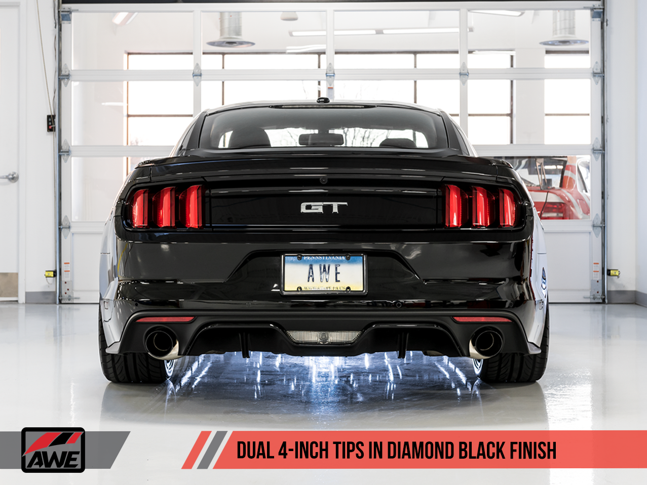 AWE Track Edition Axle-back Exhaust for S550 Mustang GT - Diamond Black Tips