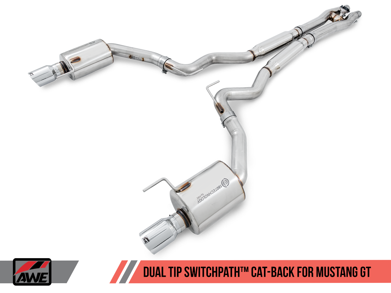 AWE SwitchPath™ Cat-back Exhaust for S550 Mustang GT - Chrome Silver Tips