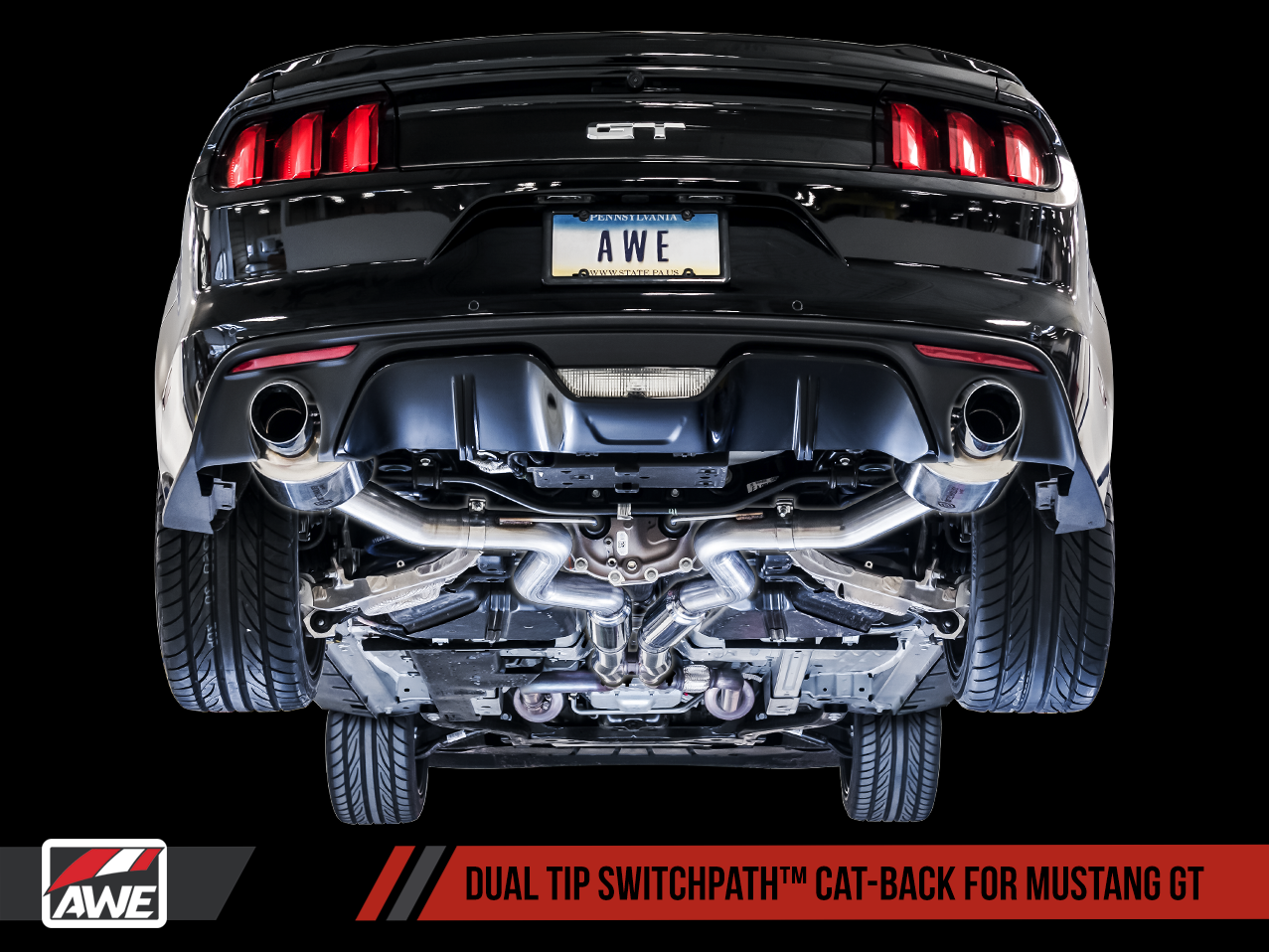 AWE SwitchPath™ Cat-back Exhaust for S550 Mustang GT - Chrome Silver Tips