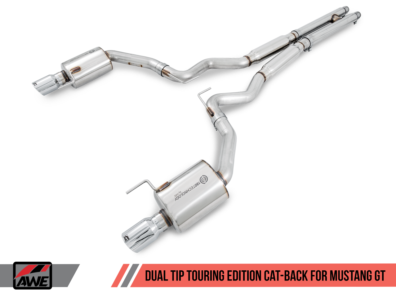 AWE Touring Edition Cat-back Exhaust for S550 Mustang GT - Chrome Silver Tips