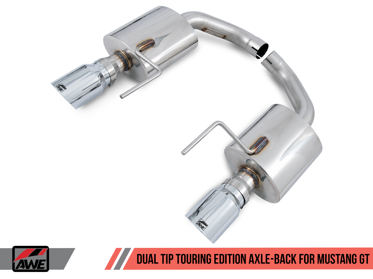 AWE Touring Edition Axle-back Exhaust for S550 Mustang GT - Chrome Silver Tips