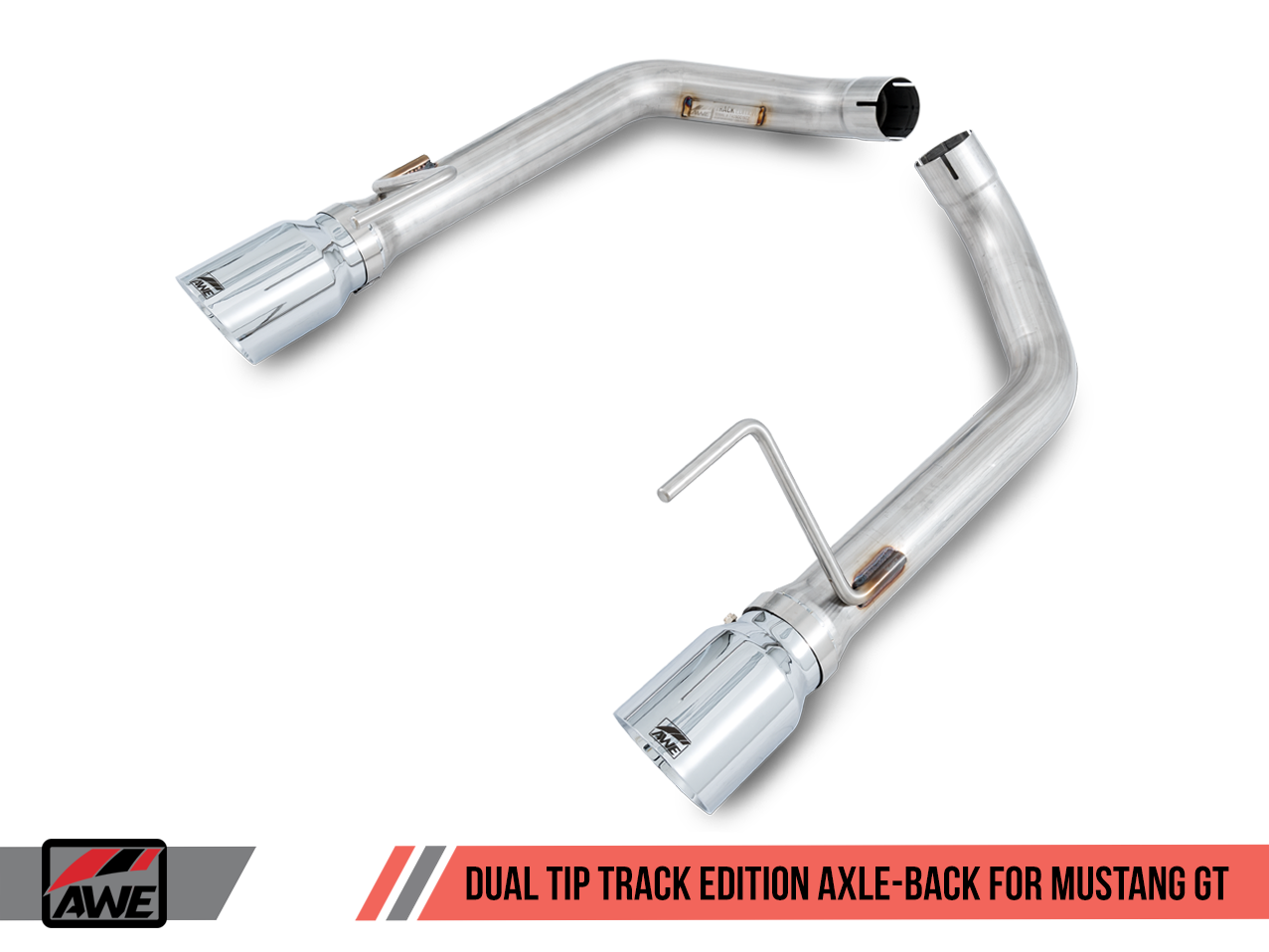 AWE Track Edition Axle-back Exhaust for S550 Mustang GT - Chrome Silver Tips