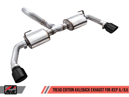 AWE Tread Edition Axleback Dual Exhaust for Jeep JL/JLU 3.6L/2.0T - Diamond Black Tips