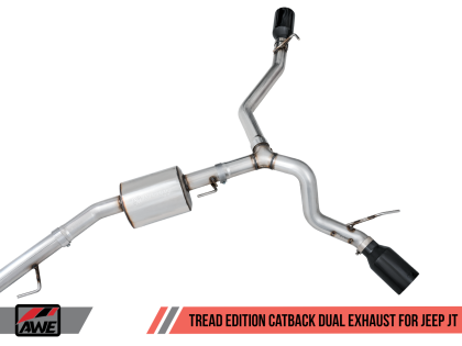 AWE Tread Edition Catback Dual Exhaust for Jeep JT 3.6L - Diamond Black Tips