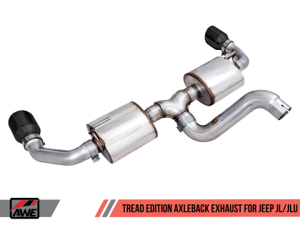 AWE Tread Edition Axleback Dual Exhaust for Jeep JL/JLU 3.6L/2.0T - Diamond Black Tips